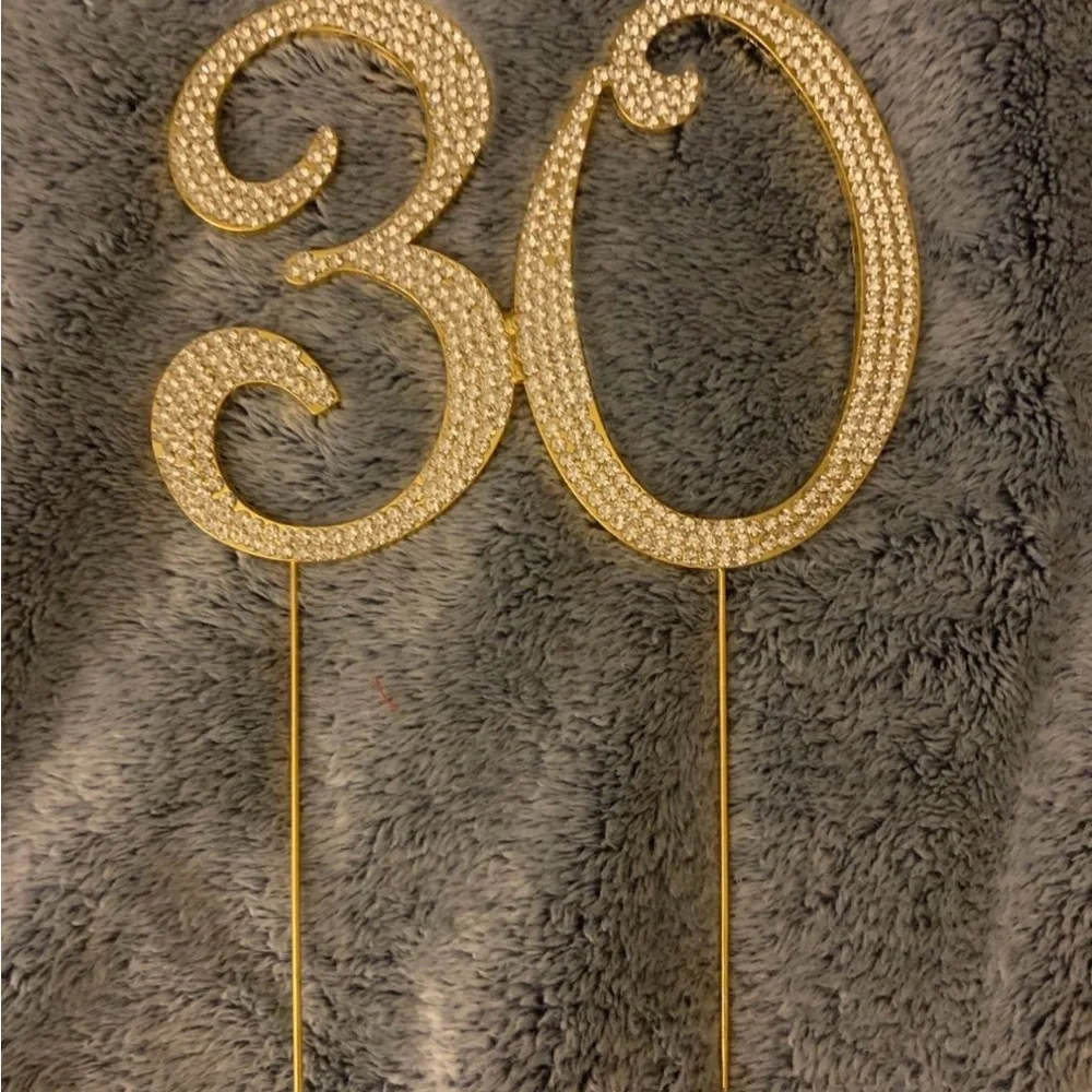 Gold Rhinestone Number 30 Cake Topper